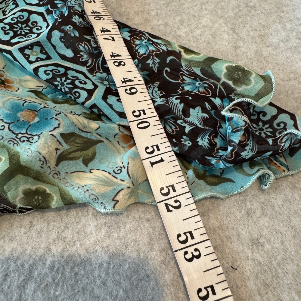 Vintage Y2K Dressbarn Handkerchief Hem Dress Womens 14 Turquoise Floral Fairy - Picture 13 of 16